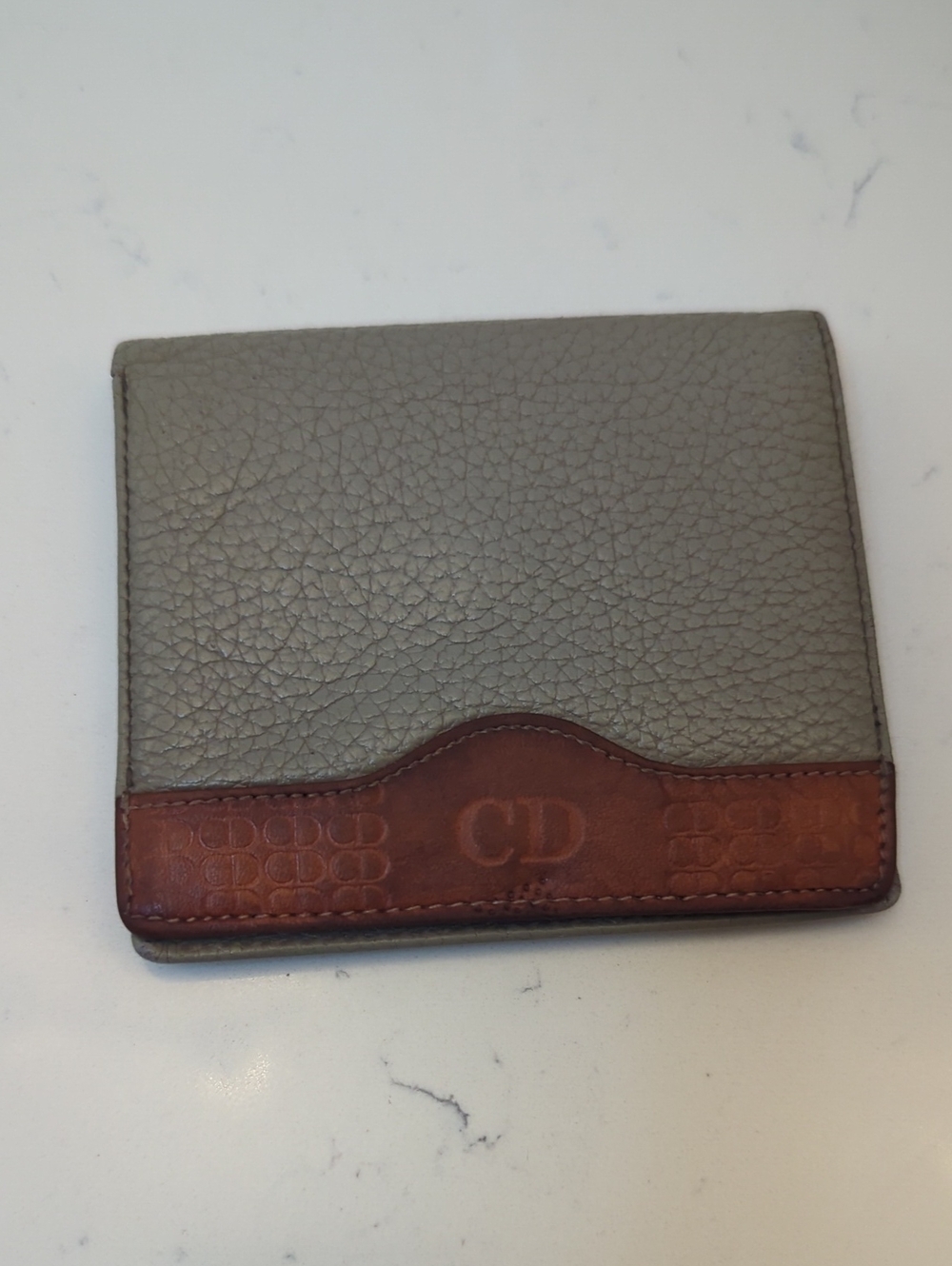 Dior Gray Leather Folded Card Wallet